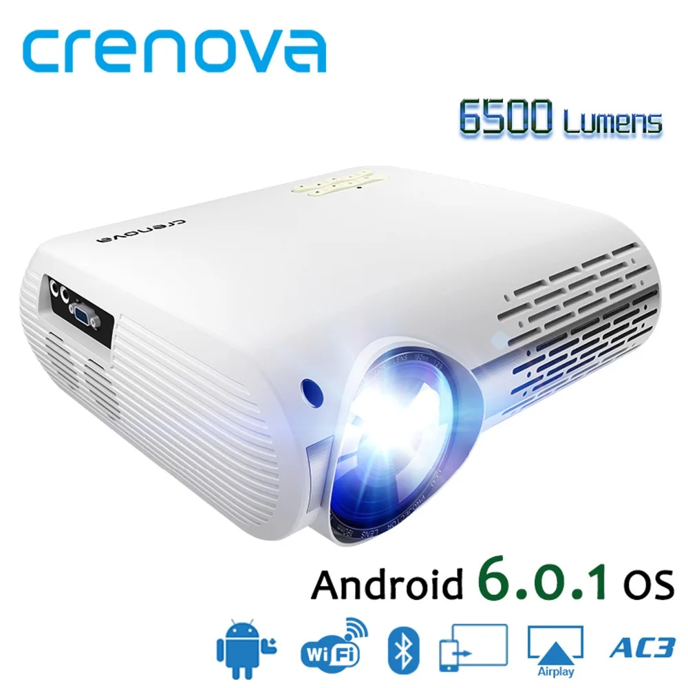 CRENOVA High Quality 6500 Lumens Video Projector For Full HD 1080p Android 6.1 OS Android Projector With WIFI Bluetooth Beamer