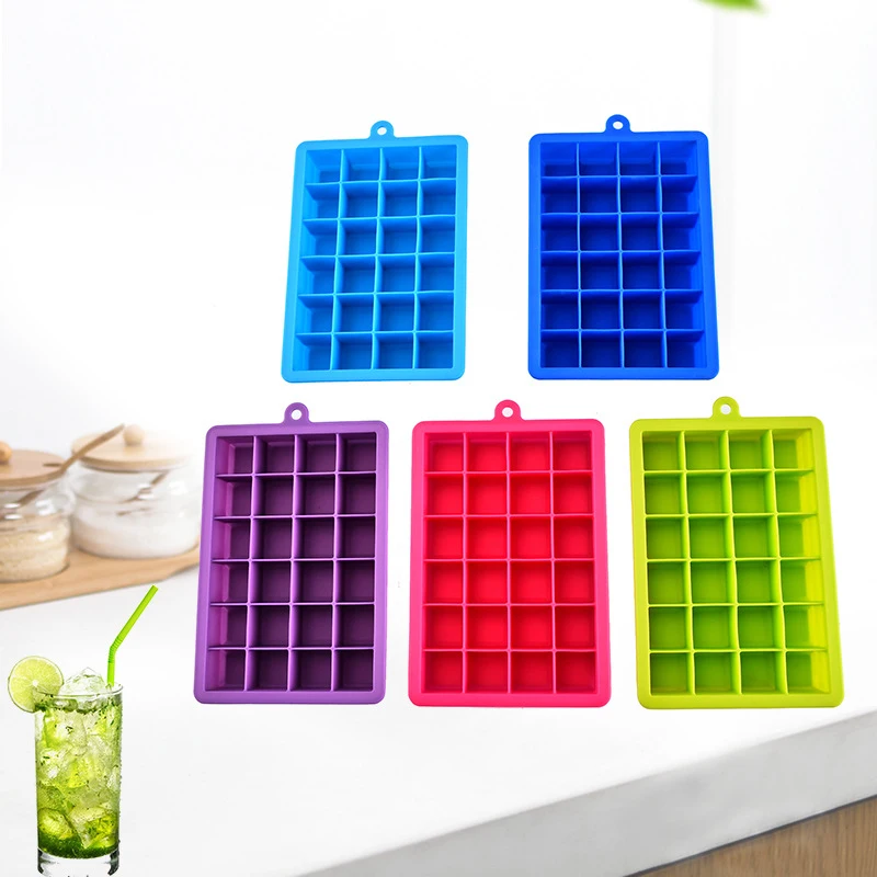 

Fruit Ice Cream Maker Kitchen Bar Drinking Accessories Large Ice Mold 24 Grid Square Shape Silicone Ice Tray
