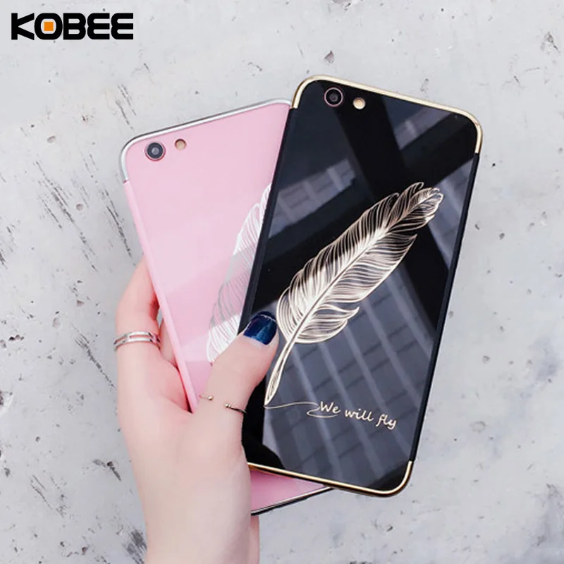 Kobee гусиное перо зеркало Coque для iPhone 7 крышка роскошный мягкий силиконовый чехол 6 S