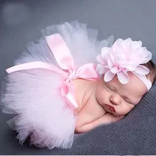 Conjunto de saia e tiara de bebê recém-nascido, vestido infantil tutu, adereços de fotografia, roupas de tutu menina ts001