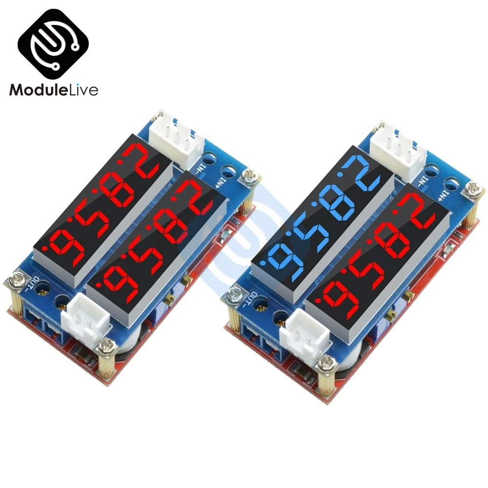 Blue/Red 5A CC/CV Adjustable Step Down Charge LED Panel Voltmeter Ammeter Module 