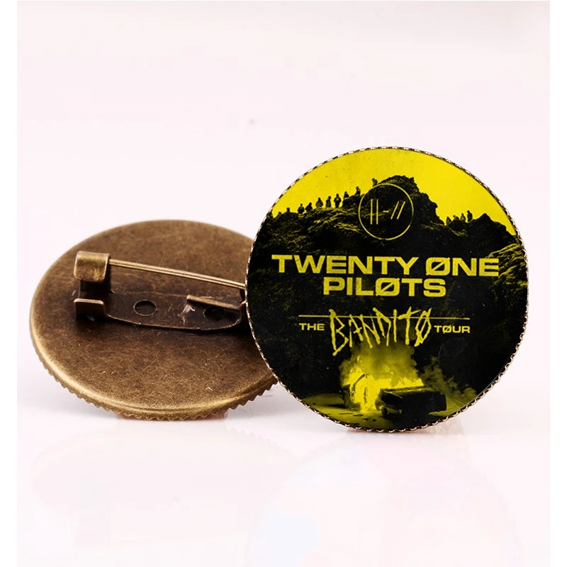 bronze15 Рок-Группа Twenty One Pilots брошь Badage 25 круглый стеклянный кабошон Античная Бронзовый, серебристый цвет булавки броши для фанатов аксессуары - Окраска металла: bronze15