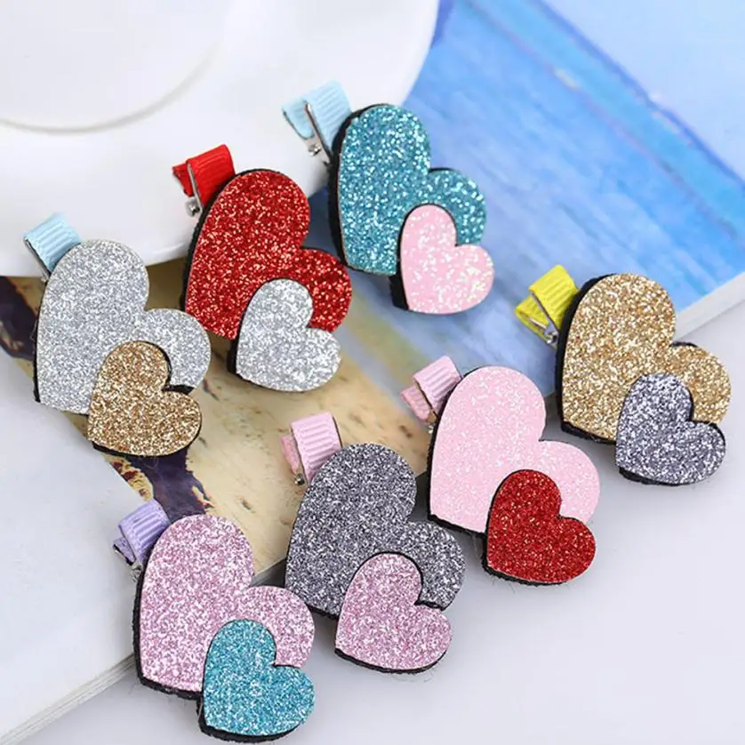 2Pcs Baby Girls Toddler Infant Kids Heart Pattern Hairpin Hair Clip Accessories Girls Flower Popular Fashion Cute Wholesale#YY