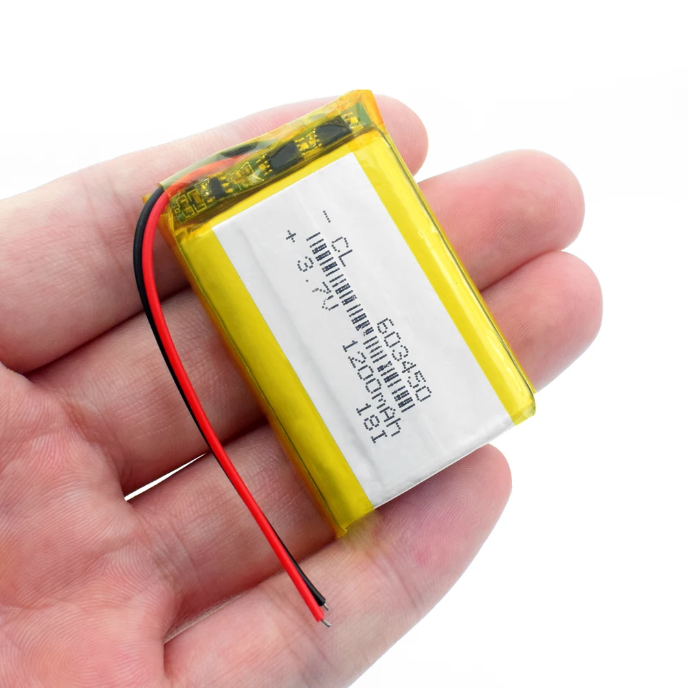 

Size 603450 3.7V 1200mah Lithium polymer Battery with Protection Board For MP3 MP4 MP5 GSP DVD LED Light Camera Digital Products