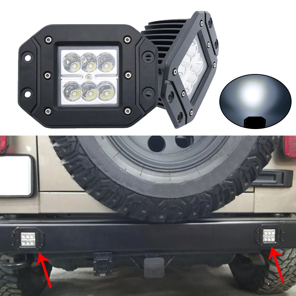 2pcs 18W Led Pods Flush Mount Led Work Light Led Driving Light Spot Off-road Offroad Truck CAR Auto SUV 4WD 4X4 Fog Lamp Light (5)
