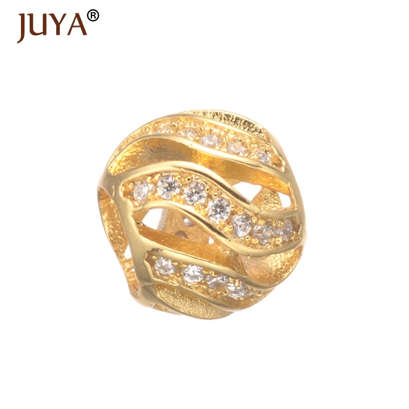 

gold silver rose gold copper micro pave CZ Bead berloque Rhinestone Big Hole Hollow Beads DIY Fashion Jewelry Accessories