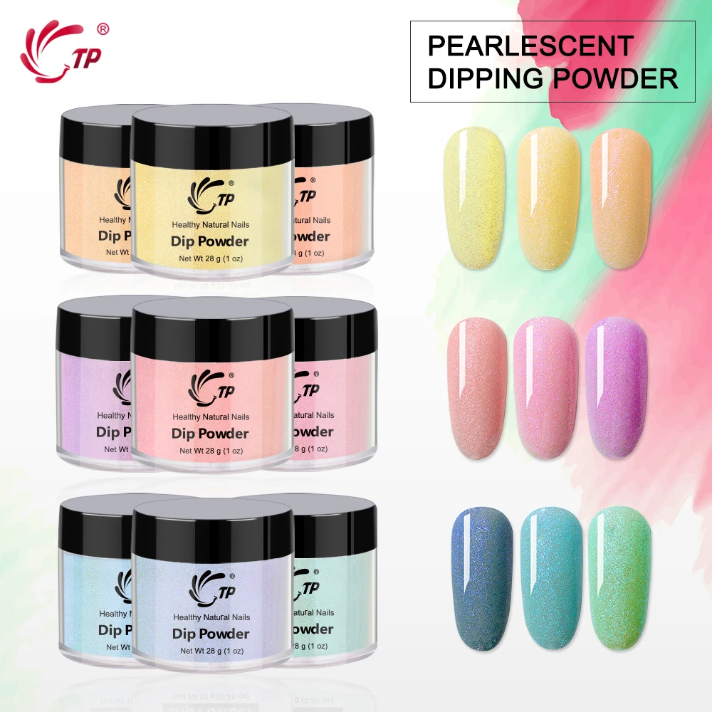 TP 28g 1oz/jar Nail Art Pearlescent Dipping Powder Salon French Acrylic System Dip Powder Dust Decoration Quick Dry Faster Apply