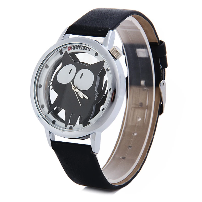 cartoon cat Woman's Watch Fashion Luxury Ladies Quartz Wristwatch Top Brand Leather Strap Watch Women Watches Reloj drop shipping (6)