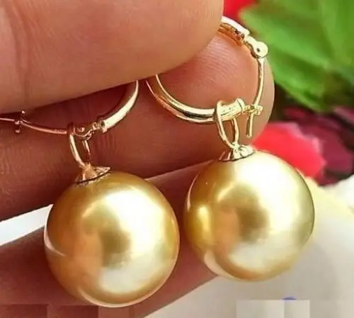 Perfect 11color white balck blue red gold gray pink green round 14mm Australian south sea shell pearl earring | Украшения и