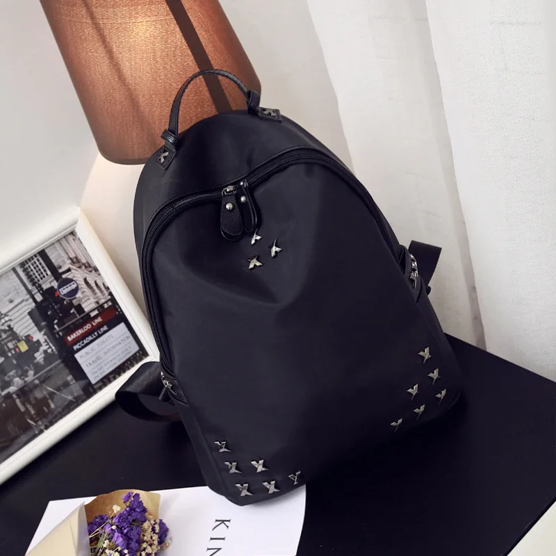 

2018 shoulder Pack Ms. Oxford cloth Rivet Large capacity double shoulder backpack women backpack