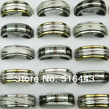 

Mix Frosted 30pcs Wholesale Jewelry Lots Double Layer Spin Stainless steel Women Mens Rings A-304