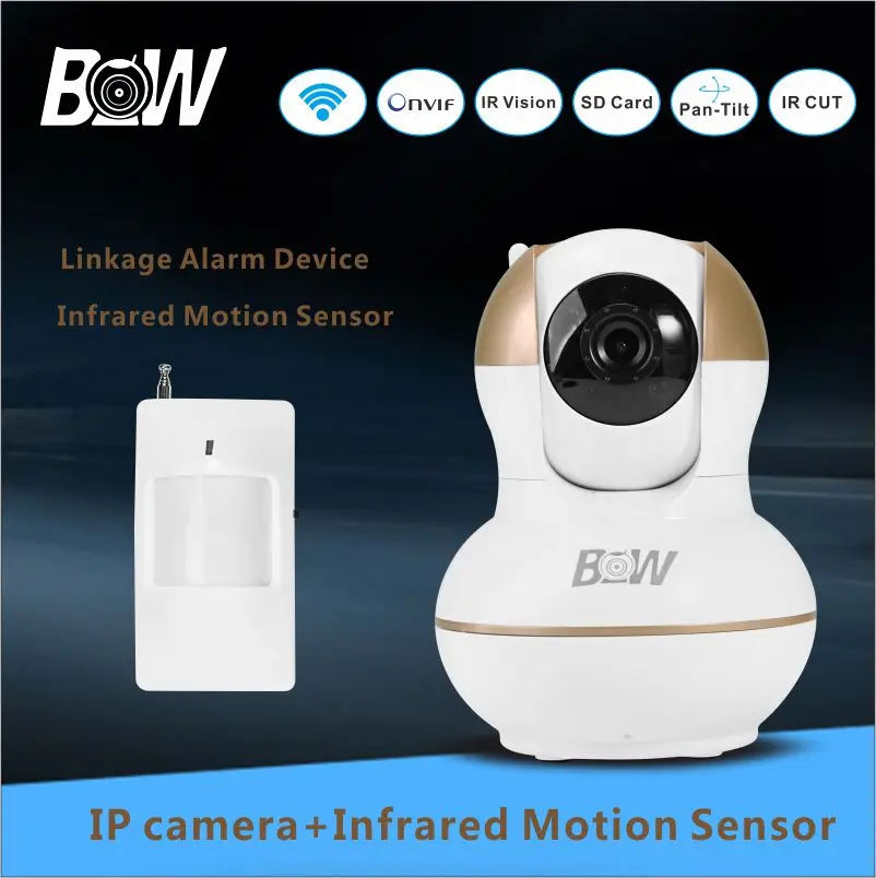 Wi-Fi Security Camera IP 720P + Infrared Motion Sensor Alarm Device Video Surveillance Camera WiFi Wireless BW-IPC012G wifi surveillance camera ip onvif infrared motion sensor alarm security remote control network wireless ip camera wi fi