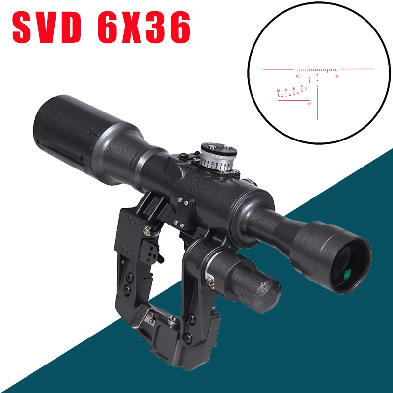 SVD 6X36 POS 1 Riflescope Red Illuminated Reticle Optical Sight Scope