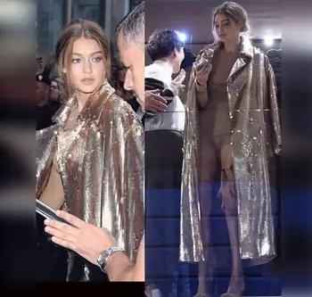 

2018 autumn and winter new style fashion Morden show celebrity sequined loose X-long sexy women wholesale