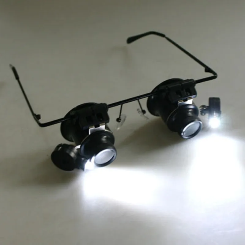 20X LED Binocular Eyeglasses Magnifier Case Magnifying
