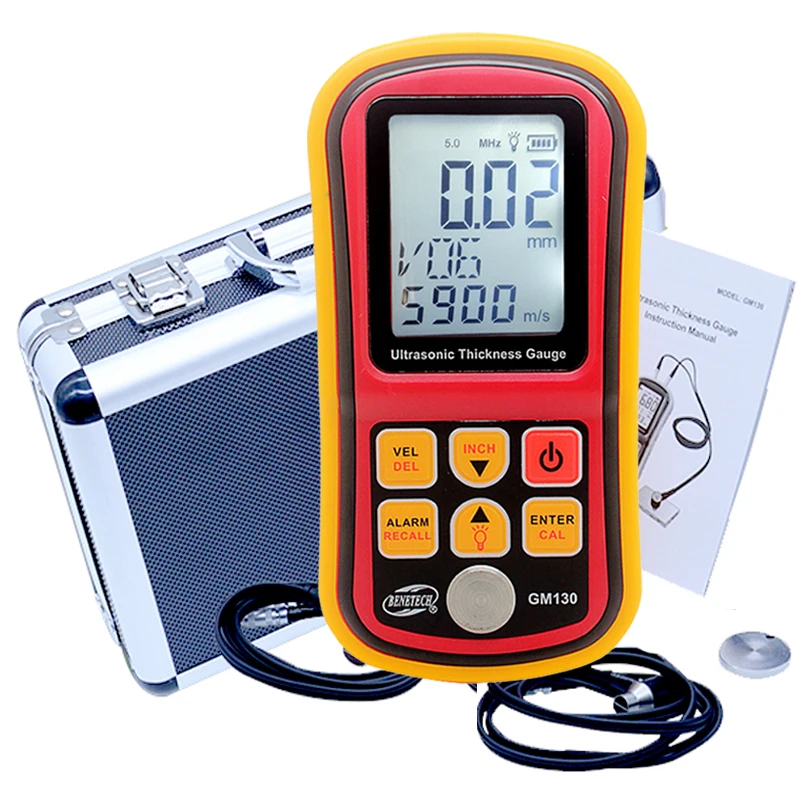

GM130 Ultrasonic Thickness Gauge 1.0~300mm Metal Width Monitor Tester Digital Ultrasonic Gauge Steel 0.01mm precision dual probe