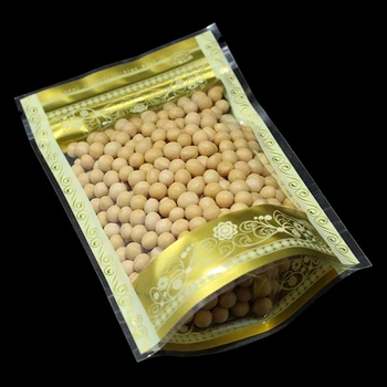 

Wholesale Stand Up Zip Lock Gold Printing Plastic Package Bag Food Coffee Snack Beans Moisture Proof Storage Packaging Poly Bag