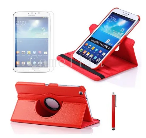 CucKooDo 360 градусов складной чехол для Samsung Galaxy Tab 3 8,0 гироборд с колесами 8 дюймов планшет T3100 Экран протектор и стилус - Цвет: Red