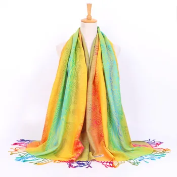 

Fashion Winter Women Long Soft Scarf Wrap Shawl Solid Female Gradient Cotton Printed Pashmina Luxury Brand Warm Scarf