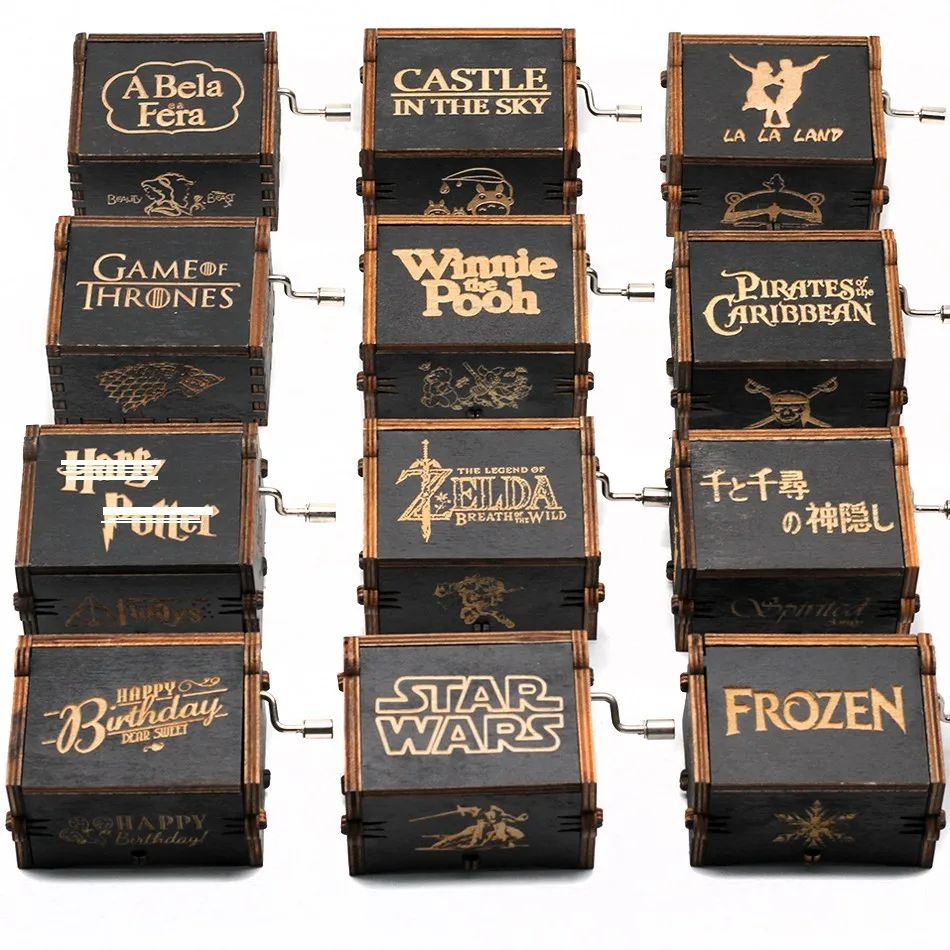 

New Castle In The Sky Game Of Thrones star wars Music Box Wooden Music Box Birthday Gift Antique Carved Wooden Handle Music Boxe