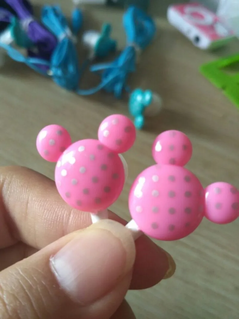 

50pcs/lot Cartoon Mickey In-Ear Earphone for iphone Mp3 Mp4 cell phone computer 3.5mm plug clear bass