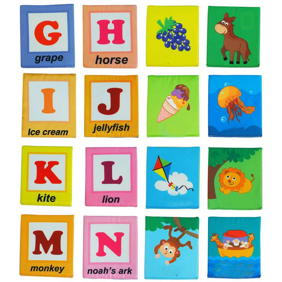 Recursos de Aprendizagem Montessori Primeiros Educacional Série 26 Pces Alfabeto Macio Cartões Pano Bolsa Livros Minha Primeira Palavra Livro Zoo 5 Home & Garden