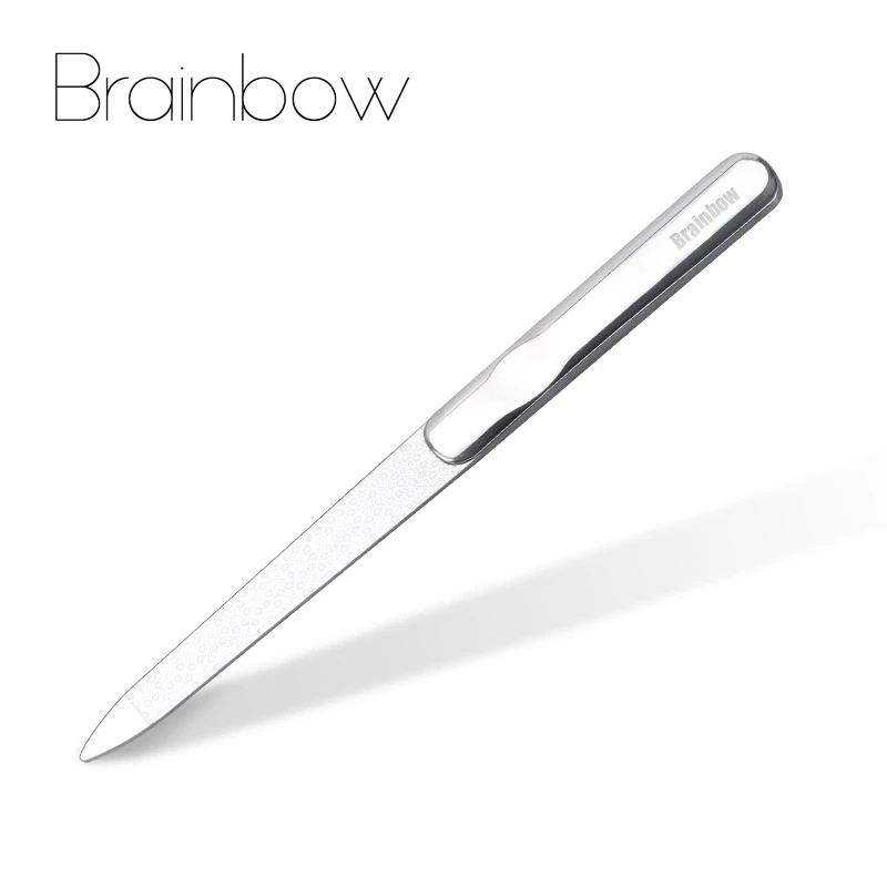 Brainbow 1 шт., прочная пилочка для ногтей из нержавеющей стали, профессиональная двухсторонняя шлифовка ногтей, шлифовальный буфер, маникюрные инструменты для дизайна ногтей - Цвет: Silver