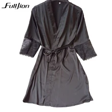 Fulljion сексуальные женские кружевной Атласный халат однотонная мягкая ночная рубашка одежда для сна банный халат, одежда для сна, для свадьбы, невесты, подружки невесты халаты