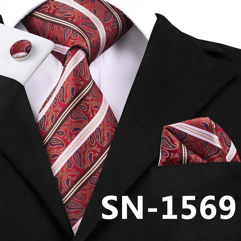 SN1569 Hi-Tie Black Hanky набор запонок Шелковый мужской галстук Золотой горошек Галстуки для мужчин модные роскошные Пейсли деловые вечерние Свадебный галстук - Цвет: SN1569