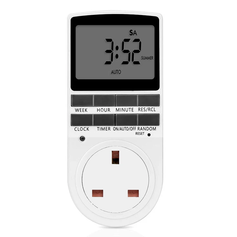 

Electronic Digital Timer Switch EU/US/UK Plug Kitchen Timer Outlet 230V 50HZ 7 Day 12/24 Hour Programmable Timing Socket