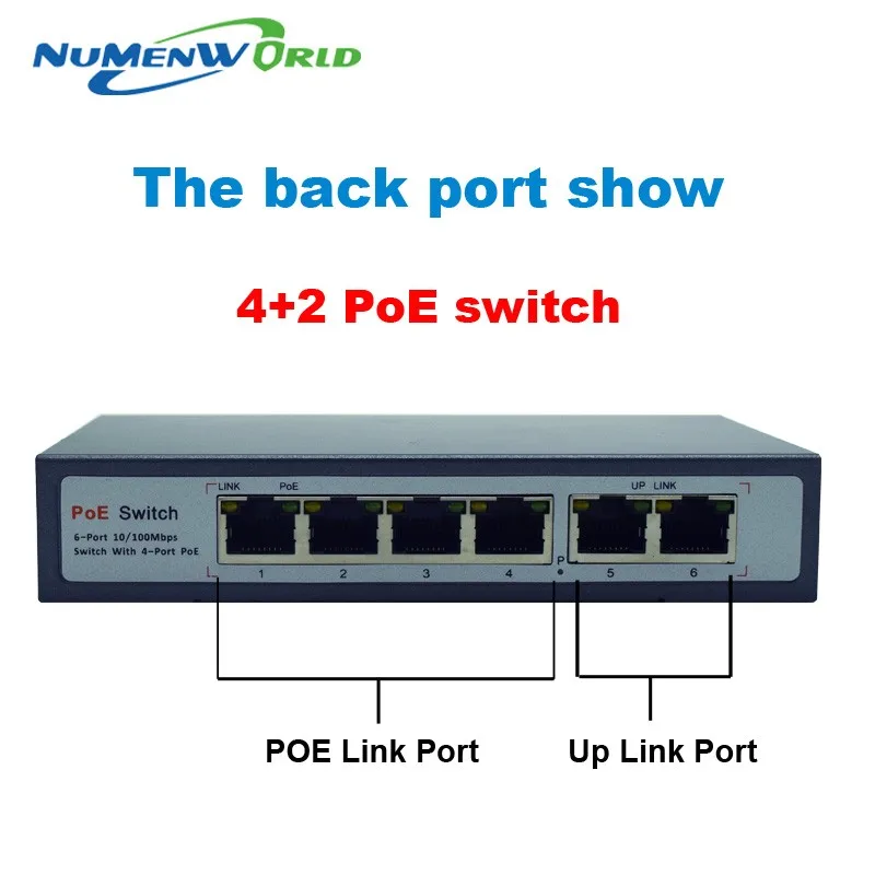 48 в PoE witch 4+ 2 порта настольный Быстрый Ethernet коммутатор для Dahua Hikvi сетевой камеры s 4CH IP камеры POES