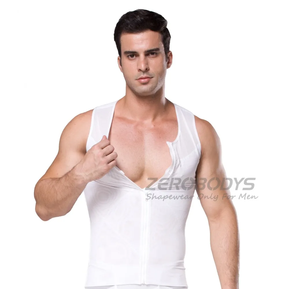 Men Tight Slimming Body Shapewear Vest Shirt With Zipper Abs Abdomen