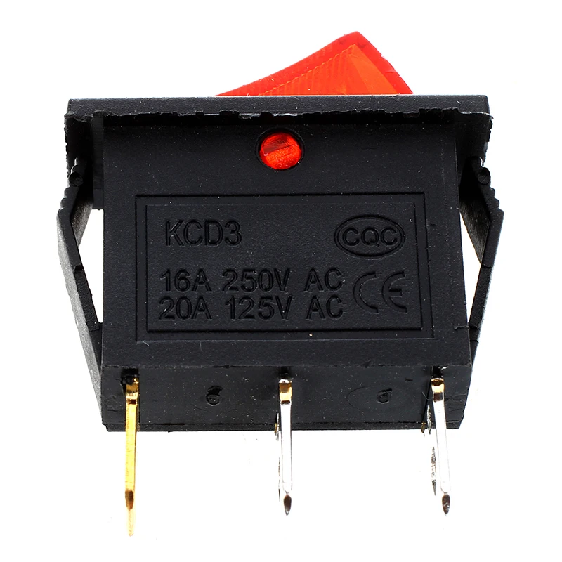 

10 Pcs 3 Pin SPST Red Neon Light On/Off Rocker Switch Widely applied to controlling all kinds of household appliances such