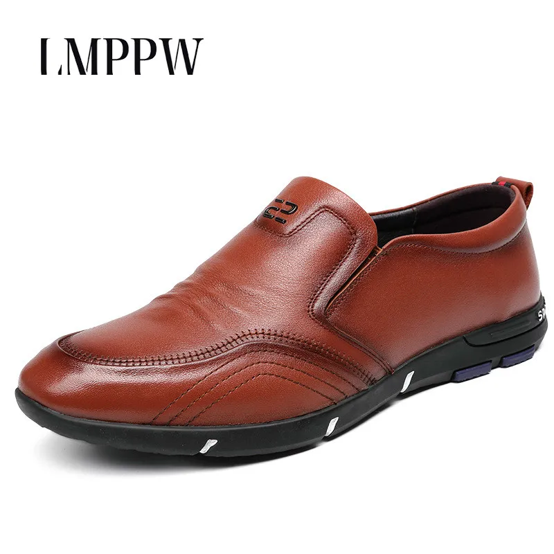 

Luxury Genuine Leather Men Loafers Fashion Soft Moccasins Black Brown Slip on Men's Business Casual Shoes Breathable Men Flats 8