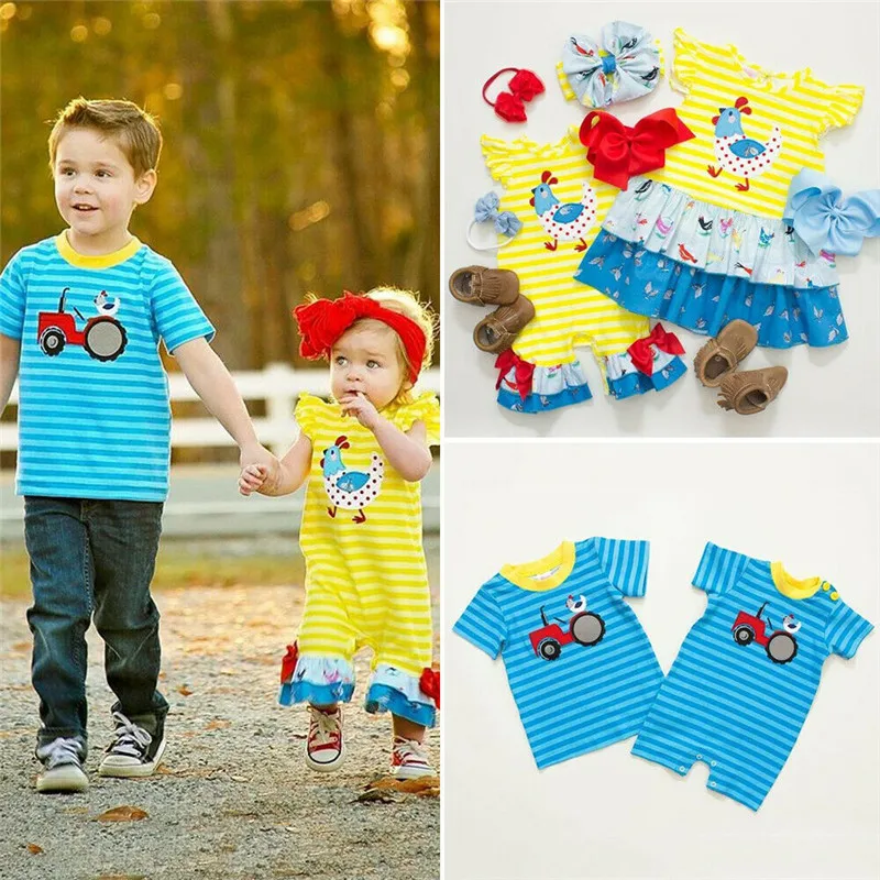 

Family Clothing Set Baby Kids Girls Boy 2019 New Little Big Sister Brother Short Sleeve Clothes Jumpsuit Romper Outfits T Shirts