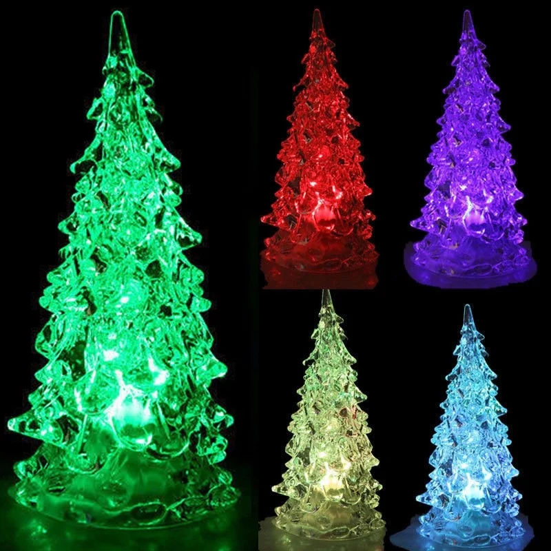 

Hot 1pcs Color Changing LED Artificial Crystal Christmas Tree Decoration New Year Christmas Home Decorations Christmas Gift.8z