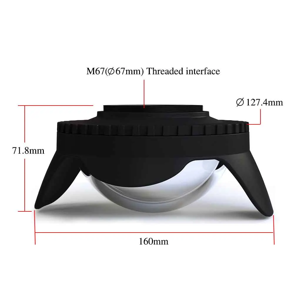 67 мм 0.7x рыбий глаз широкоугольный мокрый коррекционный купол порт объектив для подводного плавания водонепроницаемый Дайвинг камера корпус чехол сумка крышка