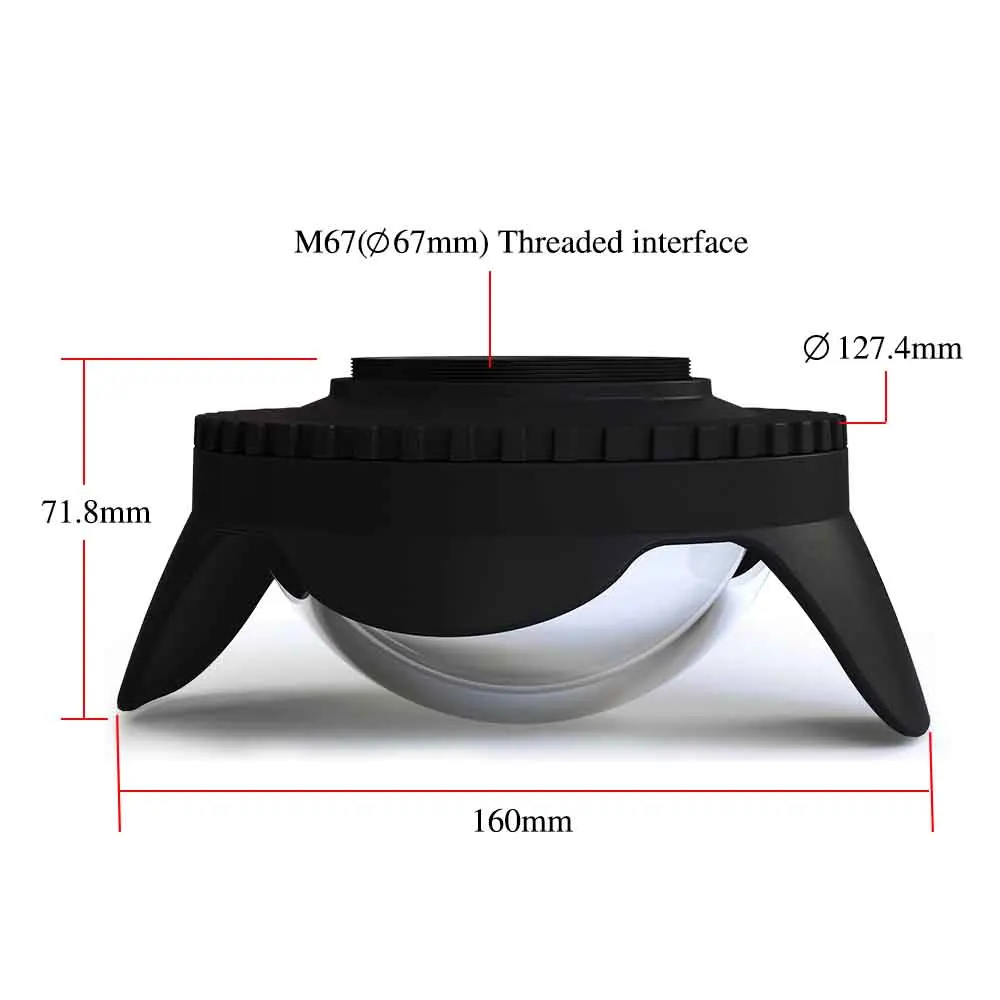 67mm 0.7x Fisheye Wide Angle Wet Correctional Dome