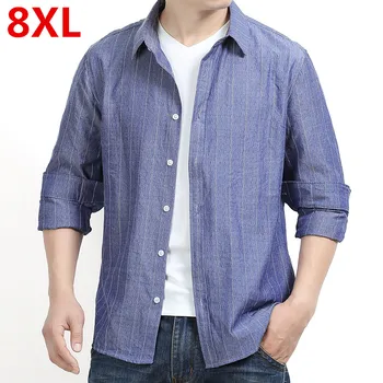 

8XL 6XL 5XL 4XL 2019 New Arrvial Spring Autumn Striped Men Shirt Long Sleeve Casual Blouse Shirts Casual Slim Fit Hemden Herren