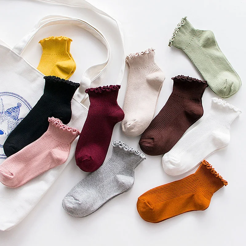 

Women Cotton Ruffles Socks Lovely Frilly Edge Princess Girls Socks High Quality Comfortable Socks Spring Summer H