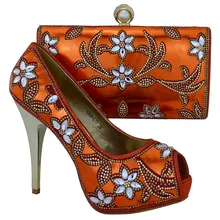 Italian shoes and bag for Arican wedding 1308 L77 Orange size 38 42 for Elegant design
