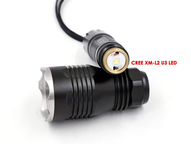 Нержавеющая сталь головка HS-802 CREE XM-L2 U3 светодиодный 1 режим 500 м дальность светодиодный фонарик 2000 люмен фонарь+ пульт дистанционного управления