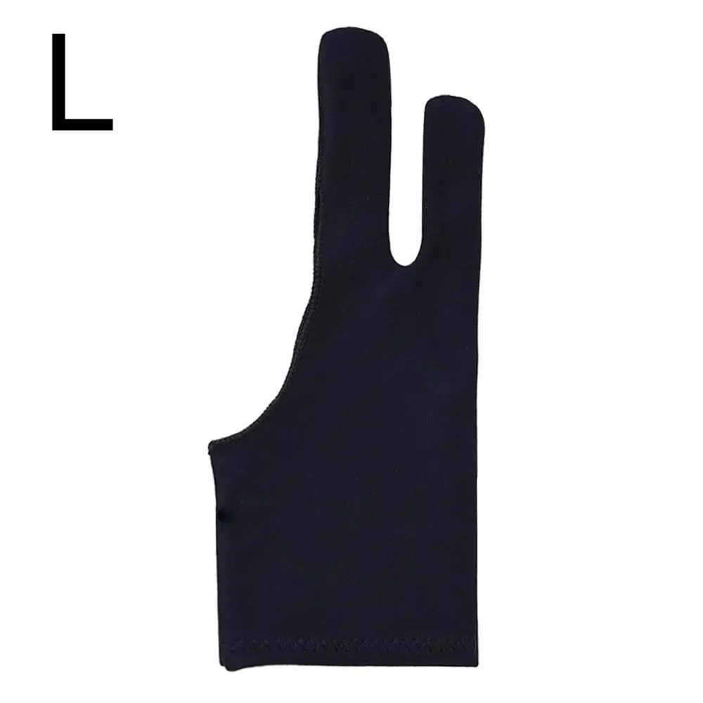 2 Finger Artist Drawing Glove For Any Graphics Drawing Tablet Black Anti-fouling Both for Right and Left Hand Black Free Size - Lead Color: Black-L