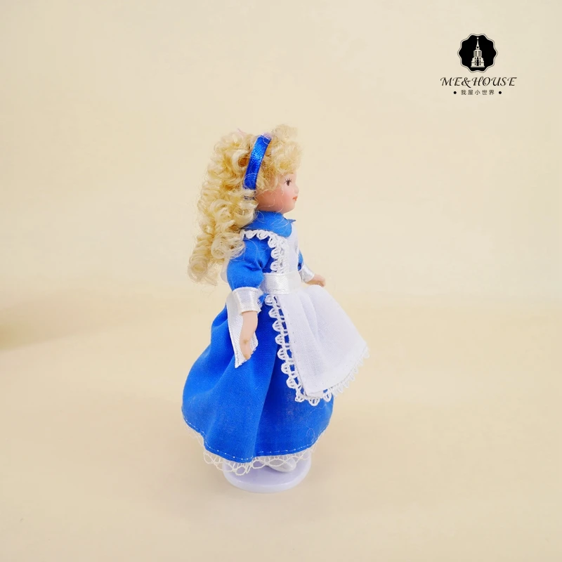 Кукольный домик, миниатюрная фарфоровая кукла, милое платье, модель, мини-фигурка, девочка, 1/12 масштаб, куклы, украшение
