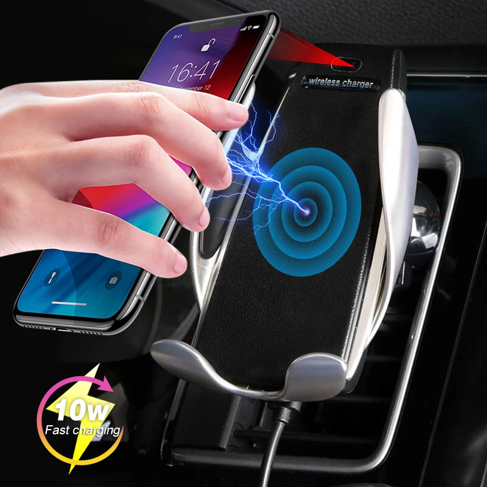 

Wireless Car Charging Charger Mount Air Vent IR Intelligent Sensing Charger Smart Cell Mobile Phone Holder 1pcs