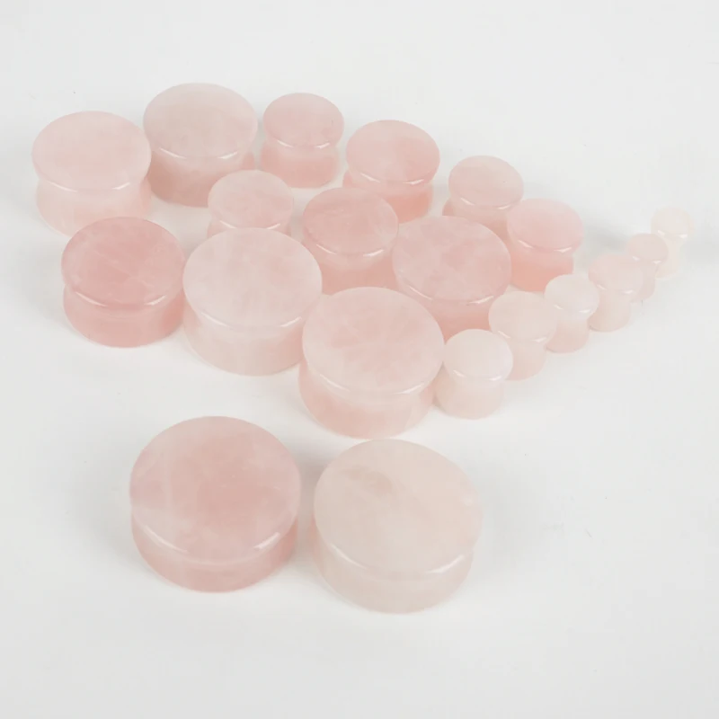 2pcs Shellhard Punk Women Ear Plugs Vinatge Pink Precious Stone Double Flare Flesh Tunnels Gauges Expander Body Piercing Jewelry