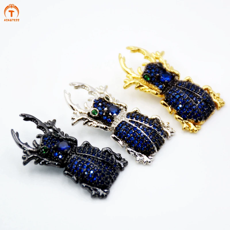 Аса & TESS Sapphires подвеска с голубым кубическим цирконием в стиле жука микро закрепка