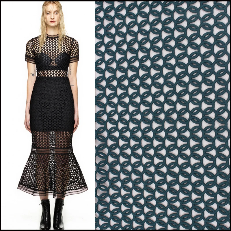 Geometric Circles Embroidered Fabric Material French Lacein Fabric