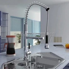 Оптом и в розницу хром латунь спрей Кухня раковина кран поворотный носик вытащить раковины судна смесители wsf061