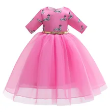 Платье для девочек с принтом лебедя; платье принцессы с короткими рукавами для вечеринки, выпускного бала; Новинка года; детская одежда для свадьбы; милые детские платья для девочек